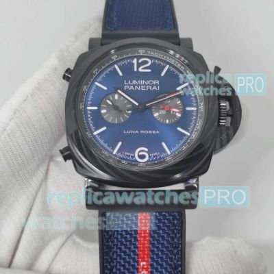 AAA replica Panerai Lumino PAM01519 carbon fiber case 44mm blue dial watch